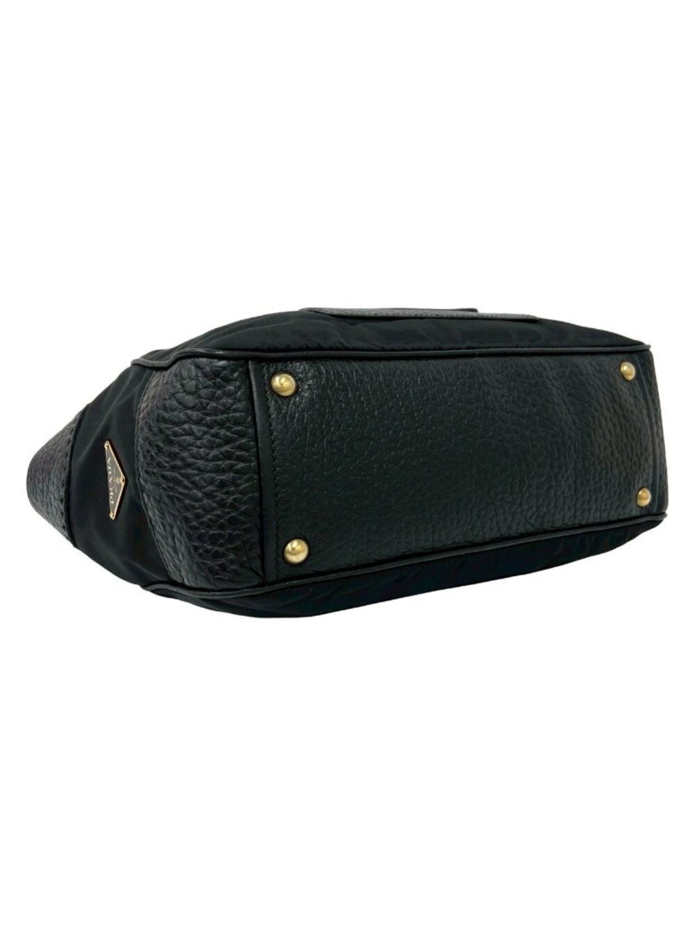 ★SOLD★ Prada Triangle Logo Leather Tessuto Tote Black - Picture 7 of 10